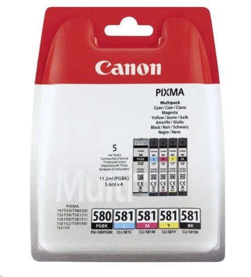 Obrázek Canon CARTRIDGE PGI- 580/ CLI- 581 BK/ CMYK MultiPack pro PIXMA TS615x, TS625x, TS635x, TS815x, TS825x (200 str.)
