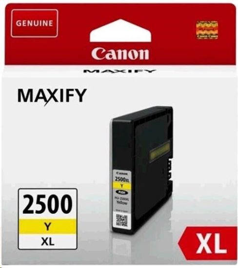 Obrázek Canon CARTRIDGE PGI- 2500XL Y žlutá pro Maxify iB4050, iB4150, MB5050, MB5150, MB5155, MB5350, MB5450 a MB5455 (1295str.)