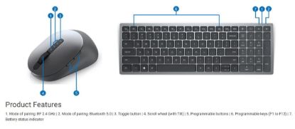 Obrázek DELL Multi- Device Wireless Keyboard and Mouse - KM7120W - Czech/ Slovak