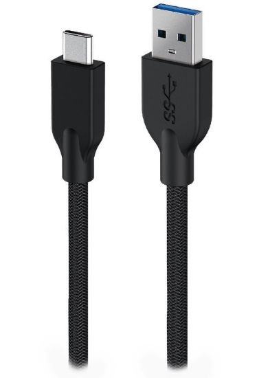 Obrázek GENIUS nabíjecí kabel ACC- A2CC- 3A, 150cm, USB- A na USB- C, 3A, QC3.0, opletený, černý