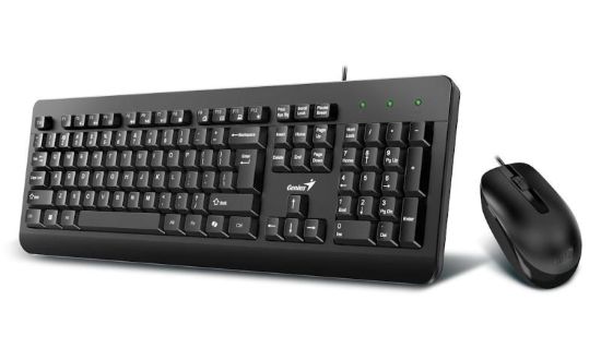 Obrázek BAZAR - GENIUS klávesnice s myší KM-160, Drátový set USB, Copilot, černý, CZ+SK layout, poškozený obal