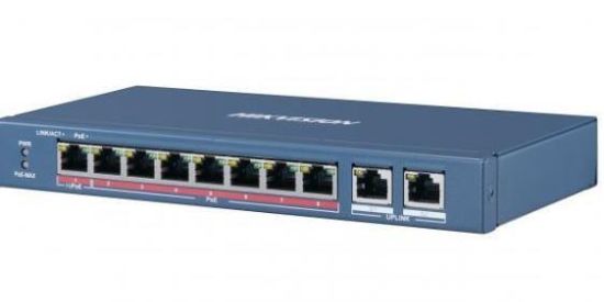 Obrázek HIKVISION DS- 3E0310HP- E switch 8x100TX PoE (1xHi- PoE- 60W) + 2x Gb, 110W - dosah až 250m