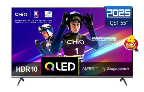 Obrázek CHiQ U55QST TV 55", UHD, QLED, ultratenká, Google TV, DLG 120 Hz, Dolby Audio, Frameless, metalická