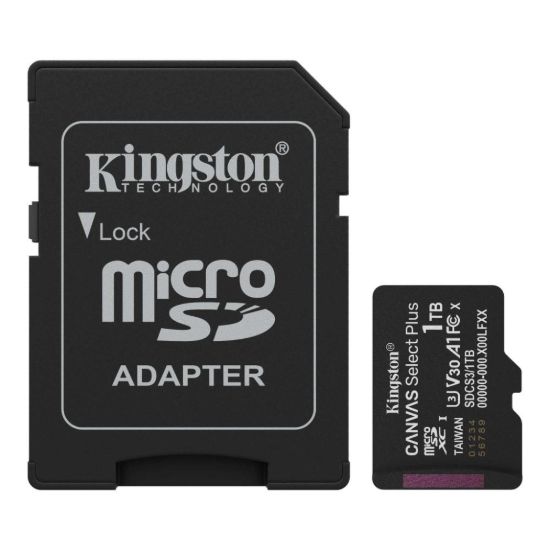 Obrázek Kingston MicroSDXC karta 1TB Canvas Select Plus, U3, V30, A1, SD Adaptér