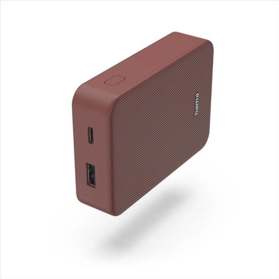 Obrázek Hama Colour 10, powerbanka 10000 mAh, 3 A, výstup: USB- C, USB- A, červená