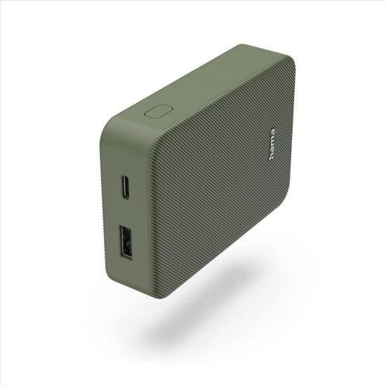 Obrázek Hama Colour 10, powerbanka 10000 mAh, 3 A, výstup: USB- C, USB- A, zelená