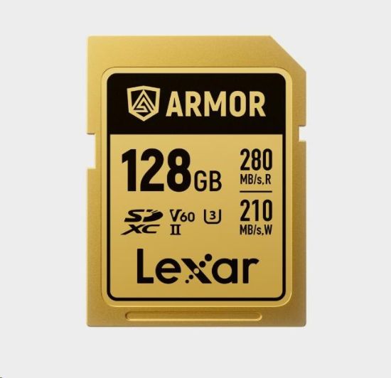 Obrázek Lexar SDXC ARMOR Gold UHS- II U3, Stainless Steel, IP68 R280/ W210 (V60) 128GB