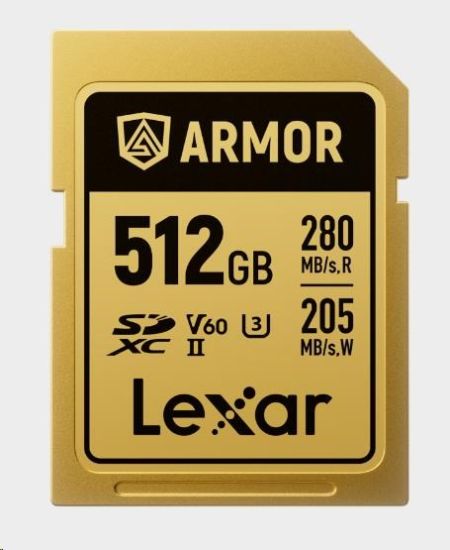 Obrázek Lexar SDXC ARMOR Gold UHS- II U3, Stainless Steel, IP68 R280/ W210 (V60) 512GB
