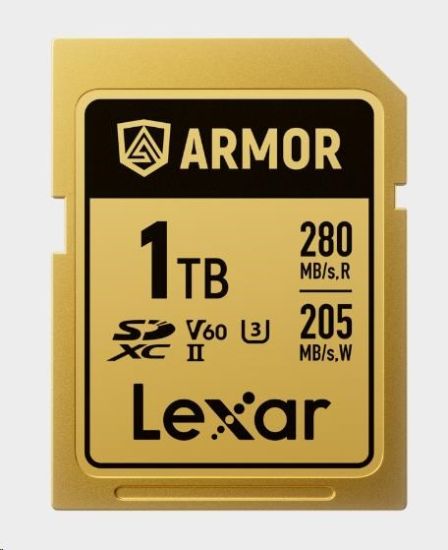 Obrázek Lexar SDXC ARMOR Gold UHS- II U3, Stainless Steel, IP68 R280/ W210 (V60) 1TB