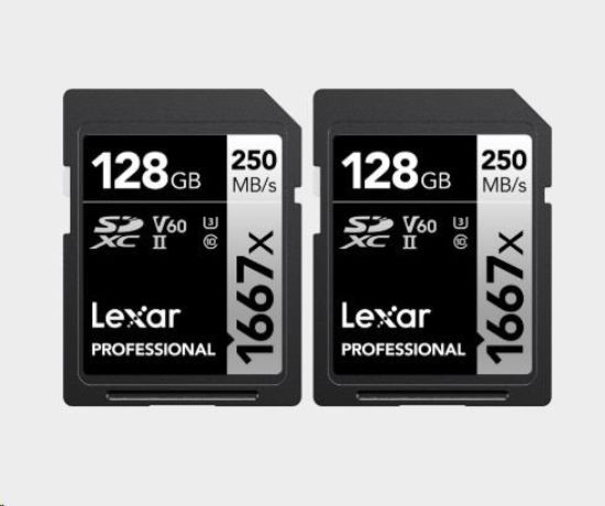Obrázek Lexar SDXC Pro 1667X UHS- II U3 R250/ W120 (V60) 128G - 2pack