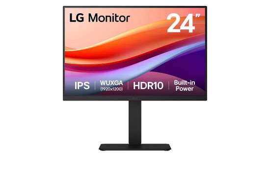 Obrázek LG MT IPS LCD 23, 8" 24BA55W- B - IPS panel, 1920x1200, 75Hz, HDMI, DP, USB 2.0, repro, pivot
