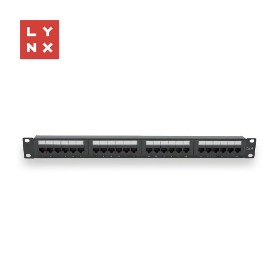 Obrázek LYNX 19" patch panel 24- port, UTP Cat6, 50µ, nestíněný, černý