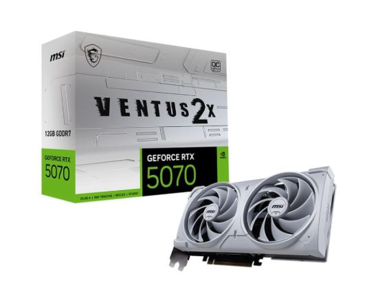 Obrázek MSI VGA NVIDIA GeForce RTX 5070 12G VENTUS 2X OC WHITE, RTX 5070, 12GB GDDR7, 3xDP, 1xHDMI