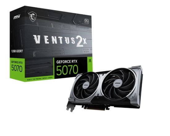 Obrázek MSI VGA NVIDIA GeForce RTX 5070 12G VENTUS 2X OC, RTX 5070, 12GB GDDR7, 3xDP, 1xHDMI