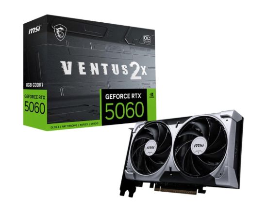 Obrázek MSI VGA NVIDIA GeForce RTX 5060 8G VENTUS 2X OC, RTX 5060, 8GB GDDR7, 3xDP, 1xHDMI