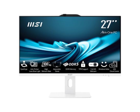 Obrázek MSI PC AiO PRO AP272P 14M- 606XEU, i5- 14400, 27" FHD, Anti- Glare, Non- touch, 8GB, 512GB SSD, N/ A, No OS, White