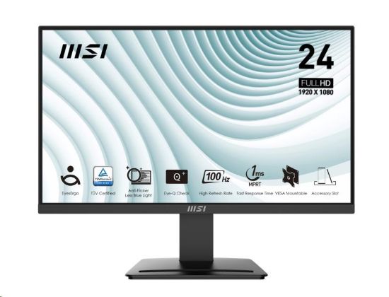 Obrázek MSI LCD PRO MP2412, 23.8", 1920 x 1080, VA, 100Hz, 300nits, VESA 75x75, Black