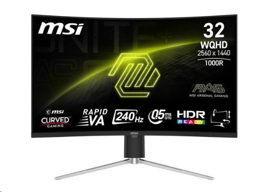 Obrázek MSI LCD MAG 325CQRXF E2, 31.5", 2560x1440, Rapid VA, 240Hz, 0, 5ms, VESA 100x100, Black