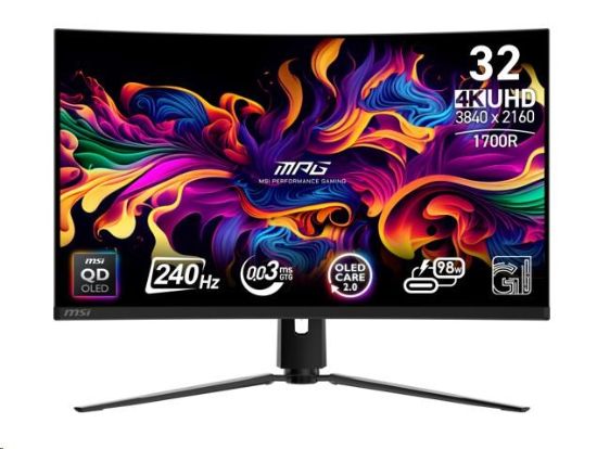 Obrázek MSI LCD MPG 321CURX QD- OLED, 31.5", 3840x2160, QD- OLED, 0, 03ms, VESA 100x100, Black