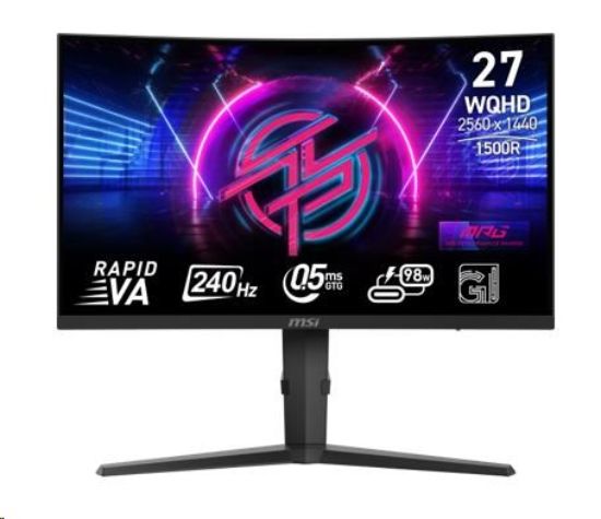 Obrázek MSI LCD MPG 275CQRXF, 27", 2560x1440, Rapid VA, 240Hz, 0, 5ms, VESA 75x75, Black
