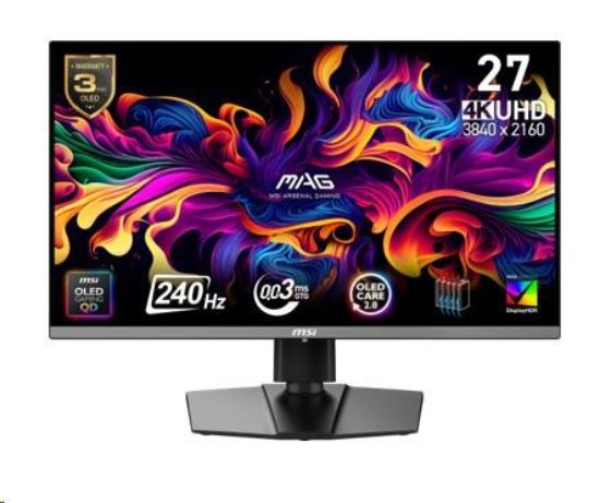 Obrázek MSI LCD MAG 272UP QD- OLED X24, 26.5", QD- OLED, 4K UHD, 240Hz, 0.03ms, Black, 3R