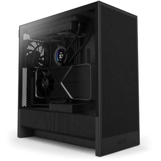 Obrázek NZXT skříň H5 Flow edition / 2x120 mm fan / USB 3.0 / USB- C 3.1 / průhledná bočnice / mesh panel / černá