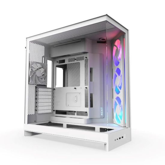 Obrázek NZXT skříň H9 Flow ARGB dvoukomorová ATX / 3xRGB 140 mm / 1x 120mm fan / prosklená / bílá