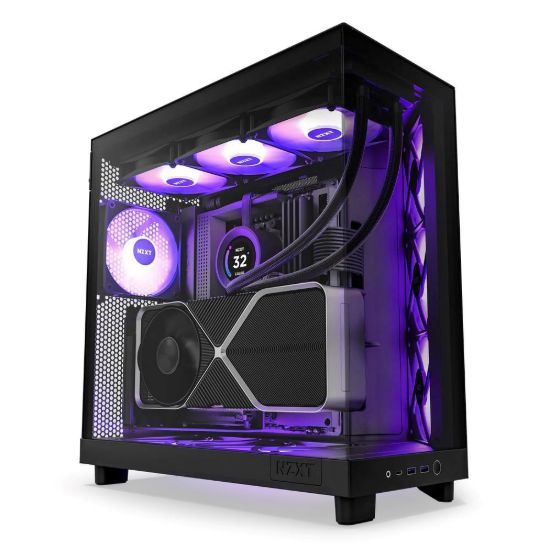 Obrázek NZXT skříň H6 Flow RGB dvoukomorová / MidT / 3x120mm RGB fan / 2xUSB 3.2 / USB- C / prosklená / černá
