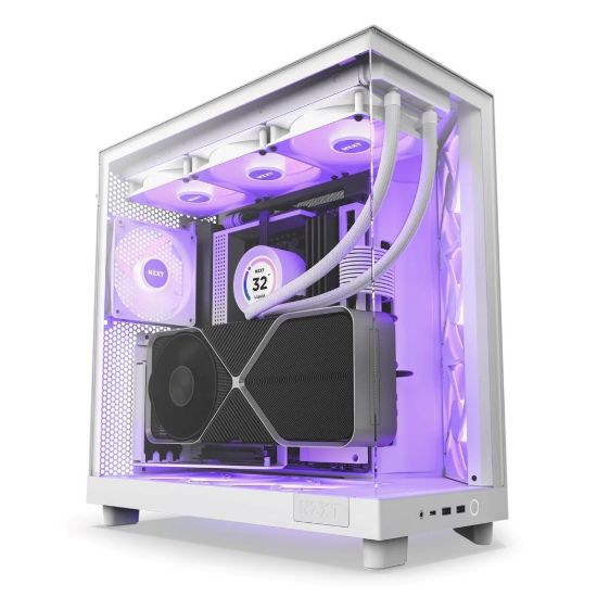 Obrázek NZXT skříň H6 Flow RGB dvoukomorová / MidT / 3x120mm RGB fan / 2xUSB 3.2 / USB- C / prosklená / bílá