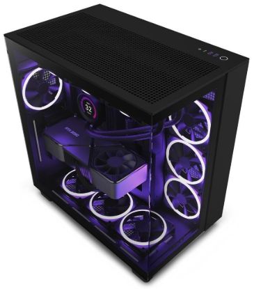 Obrázek BAZAR - NZXT skříň H9 Flow dvoukomorová ATX / 4x120mm fan / až 10xfan / perforovaný top / proskl. bočnice, poškozený oba