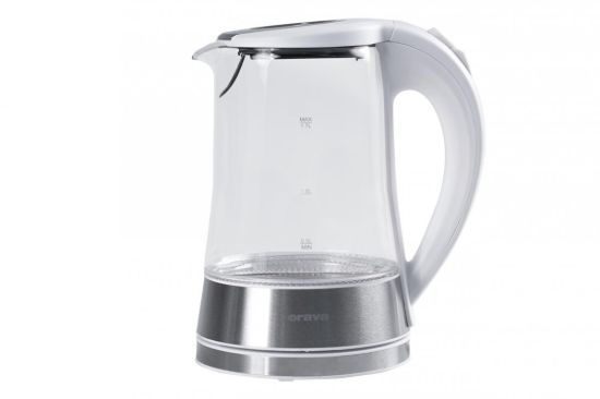 Obrázek Orava VK- 4017 W rychlovarná konvice, 2200 W, 1.7 l, skleněná, LED podsvícení, automatické vypnutí, bílá