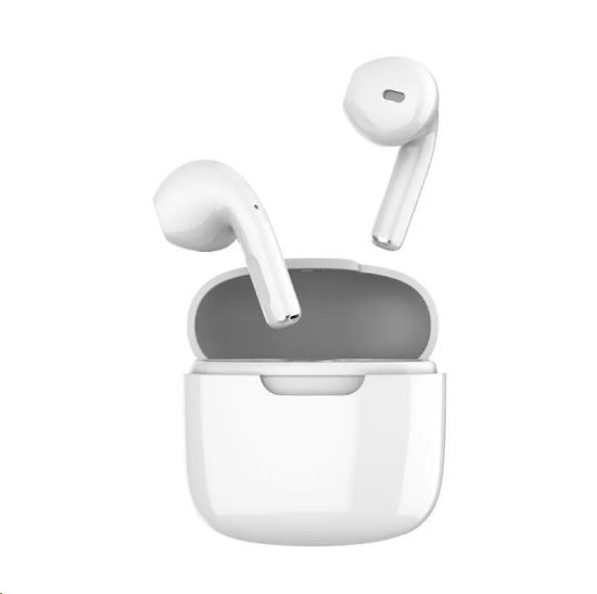 Obrázek Orava bezdrátová sluchátka s mikrofonem, USB- C, dotykové ovládání, do uší, IPX3, bílá