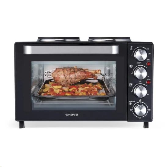 Obrázek Orava Elektra- X28 elektrická trouba s dvouplotýnkou, 28 L, 2600 W, grilovací rošt, černá