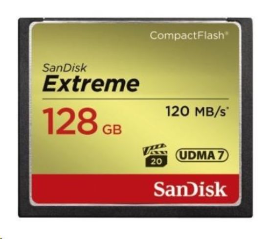 Obrázek SanDisk Compact Flash Card 128GB Extreme (R: 120/ W: 85 MB/ s UDMA7)