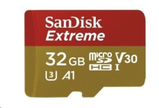 Obrázek SanDisk MicroSDHC karta 32GB Extreme (100MB/ s, Class 10, UHS- I U3 V30) + adaptér