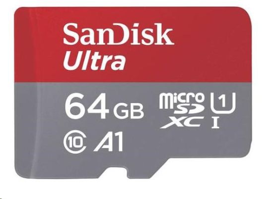 Obrázek SanDisk MicroSDXC karta 64GB Ultra (100MB/ s, A1 Class 10 UHS- I, Android - Imaging Packaging) + adaptér