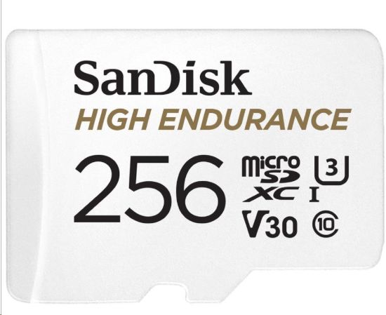 Obrázek SanDisk MicroSDXC karta 256GB High Endurance (R: 100/ W: 40 MB/ s, Class 10, U3 V30) + adaptér