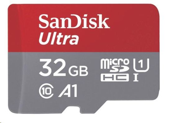 Obrázek SanDisk MicroSDHC karta 32GB Ultra (120MB/ s, A1 Class 10 UHS- I ) + adaptér