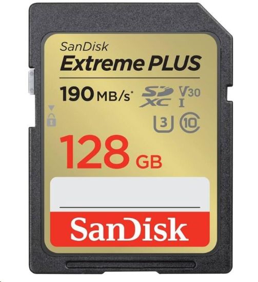 Obrázek SanDisk SDXC karta 128GB Extreme PLUS (190 MB/ s Class 10, UHS- I U3 V30)