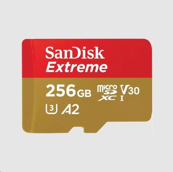 Obrázek SanDisk micro SDXC karta 256GB Extreme (190 MB/ s Class 10, UHS- I U3 V30) + adaptér