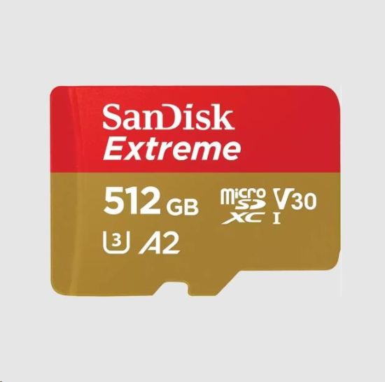 Obrázek SanDisk micro SDXC karta 512GB Extreme (190 MB/ s Class 10, UHS- I U3 V30) + adaptér
