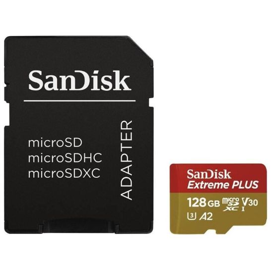 Obrázek SanDisk micro SDXC karta 128GB Extreme PLUS (200 MB/ s Class 10, UHS- I U3 V30) + adaptér