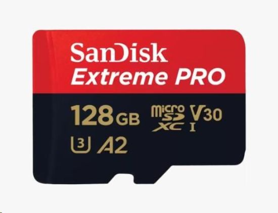 Obrázek SanDisk micro SDXC karta 128GB Extreme PRO (200 MB/ s Class 10, UHS- I U3 V30) + adaptér