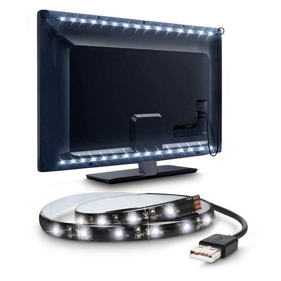Obrázek Solight LED pásek pro TV, 100cm, USB, vypínač, studená bílá
