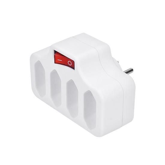 Obrázek Solight rozbočka, 4 x 2, 5A, bílá, vypínač