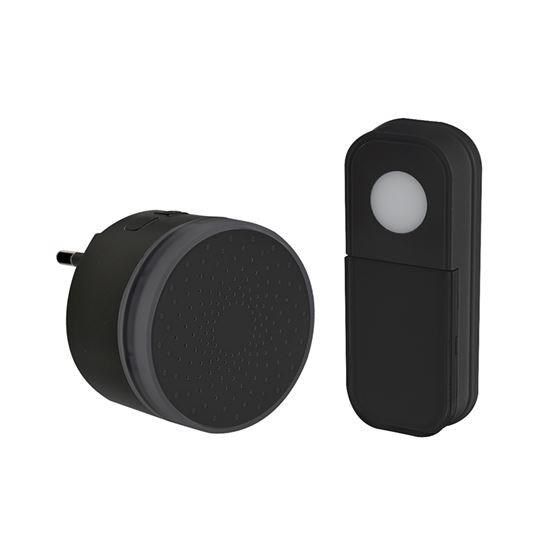 Obrázek Solight bezdrátový mini zvonek, do zásuvky, 180m, černý, learning code