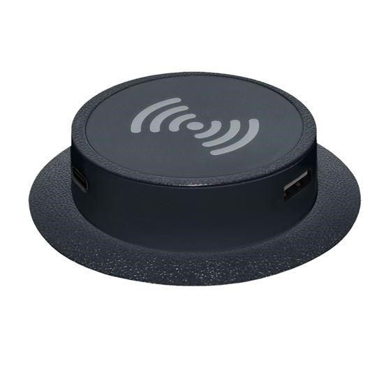 Obrázek Solight bezdrátová 15W + USB A+C 20W PD výsuvná nabíječka, černá