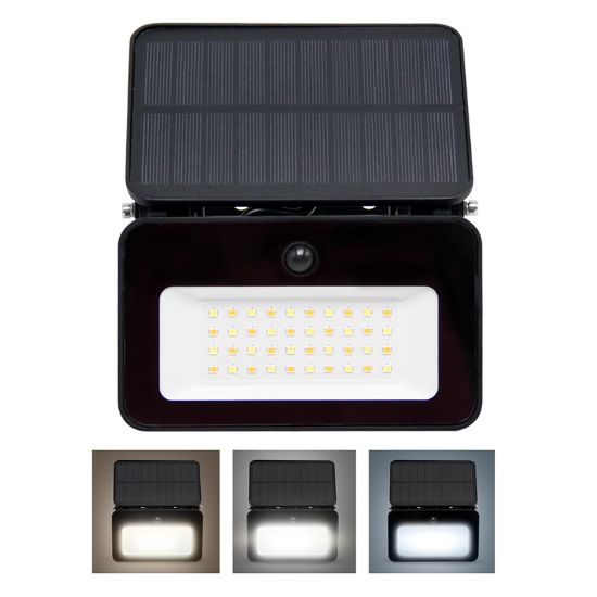 Obrázek Solight LED solární reflektor se senzorem, 6W, 660lm, 3CCT, Li- Ion, černá
