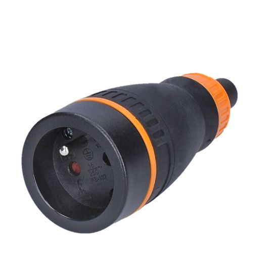 Obrázek Solight zásuvka do vlhka, přímá, IP40, černá- oranžová