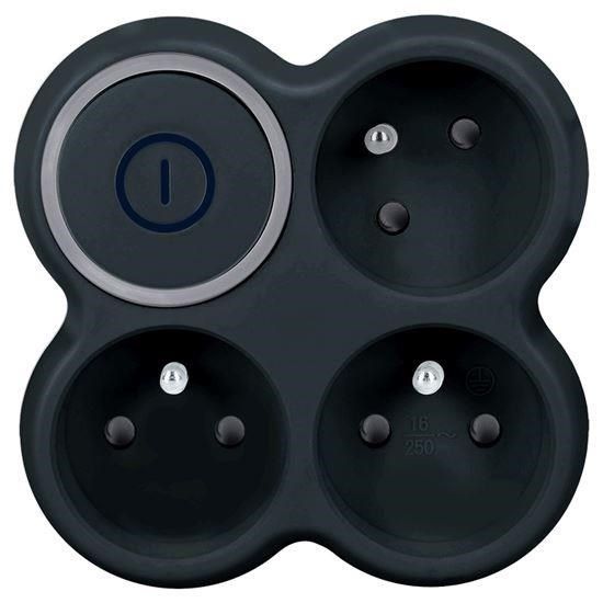 Obrázek Solight rozbočka, 3x 15A, černá, vypínač